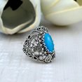 thumbnail image 4 of Filigree Art Turquoise Gemstone Lace Detailed Women Silver Statement Ring, 4 of 7
