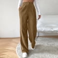 thumbnail image 6 of GILIGEGE Corduroy Pants for Women Winter Wide Leg Corduroy Pants with Pockets Warm Baggy Sweatpants High Waisted Straight Wide Leg Trousers Comfy Work Pants Soft Cozy Palazzo Teacher Pant Brown L, 6 of 6