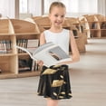 thumbnail image 6 of Girls' Skorts Elastic Waist Skorts with Inner Shorts Athletic Workout Shorts Skirts Delicate Gold Leaf Pattern Medium, 6 of 9