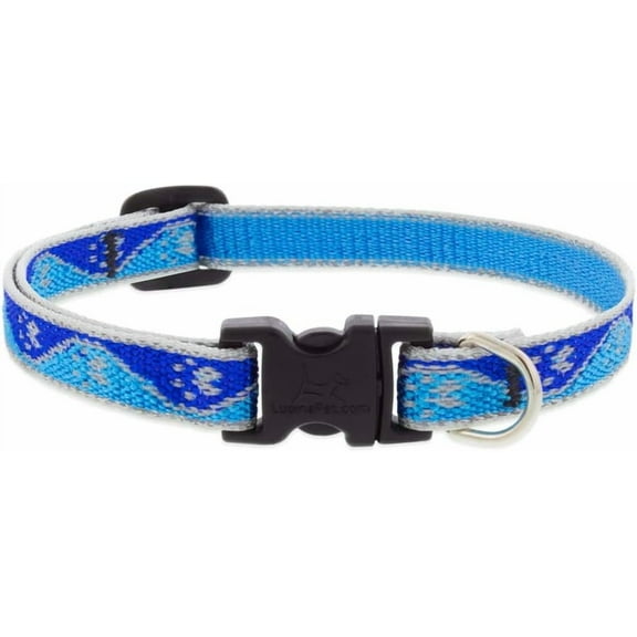 Lupine Reflective Small Dog Collar 1/2" Wide Blue Paws Adjusts from 8" to 12"