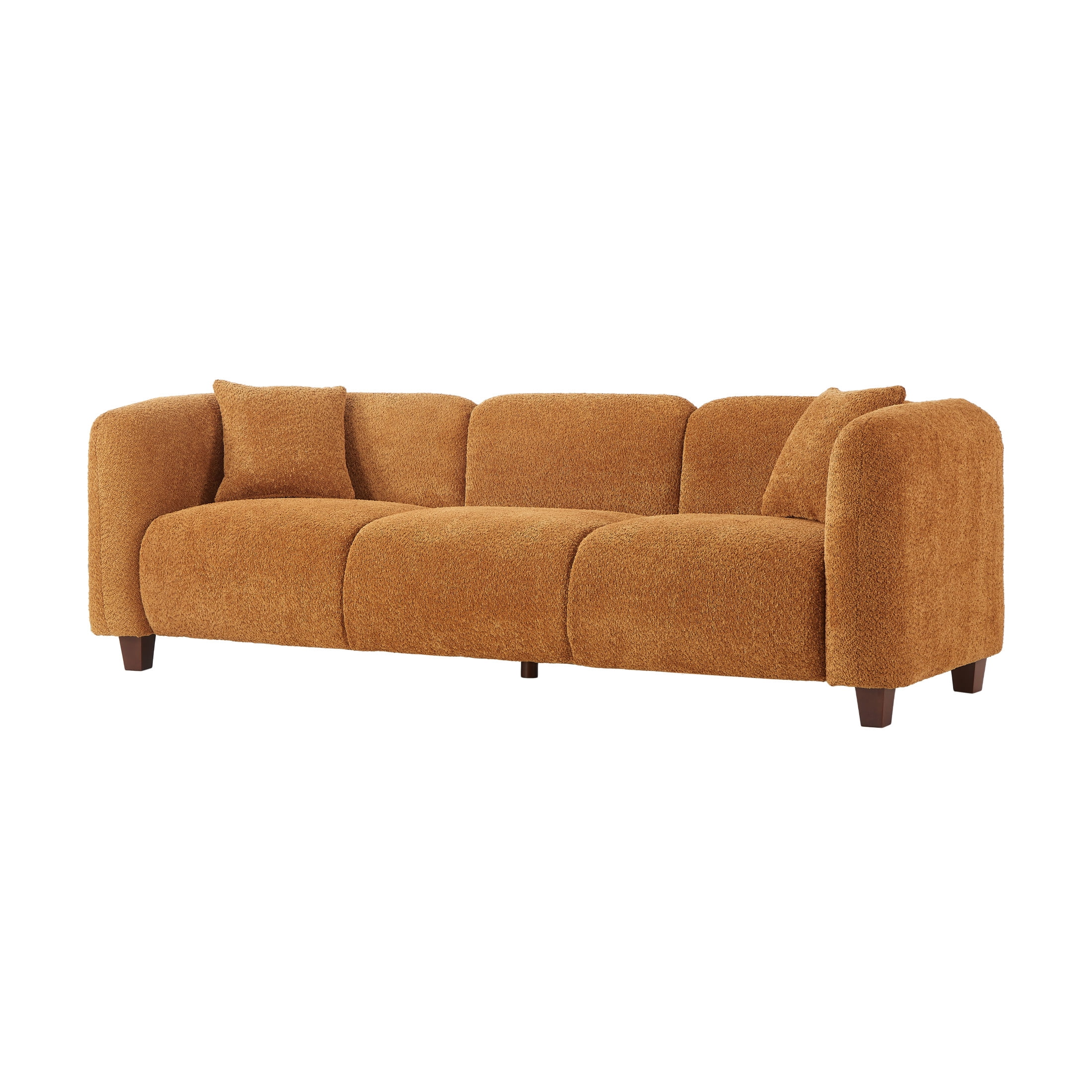 Christopher Knight Home 87" Modern Upholstered Sofa, Oversized 3-Seater Couch with Pillows, Amber
