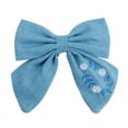 thumbnail image 2 of Vorkoi Baby Girl Embroidery Flower Plain Bows Hair Clips, Fabric Cotton Linen Handmade Hair Accessories for Little Girls Toddler Kids Children, 2 of 6