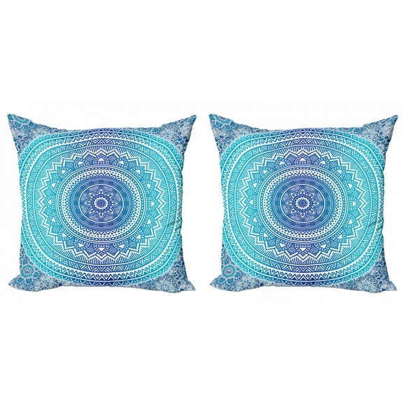 Ambesonne Ethnic Throw Pillow Cover 2 Pack, Theme, 20", Pale Blue