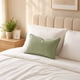 thumbnail image 4 of Yardvibe Long Lumbar Throw Pillow, Soft Linen Decorative Pillow, Vintage Farmhouse Textured Accent Cushion for Sofa couch Bedroom living Room (Green), 4 of 6