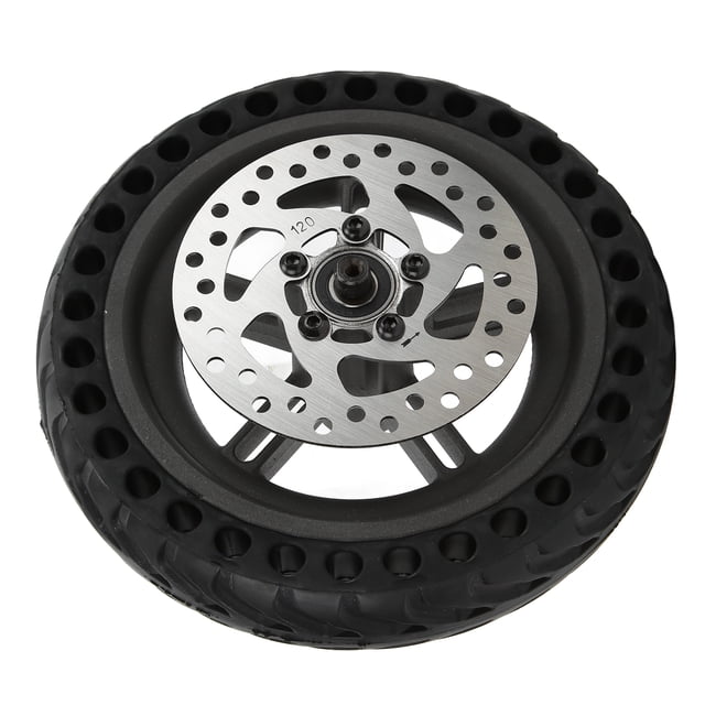 Scooter Wheel Hub Tire Set, Scooter Tail Wheel Explosion Proof Stretchable High Grip With 120mm Brake Disk For PRO Electric Scooter