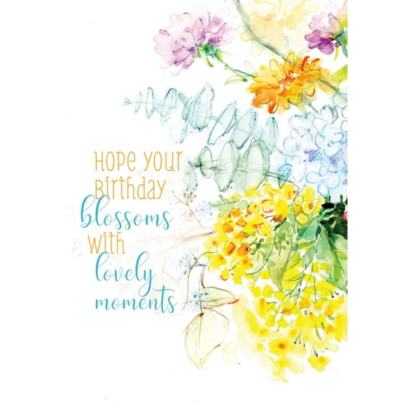 Shared Blessings Botanica Flowers 1 Count Religious Birthday Card for Her, Christian KJV Scripture Bible Verse, Envelope Included