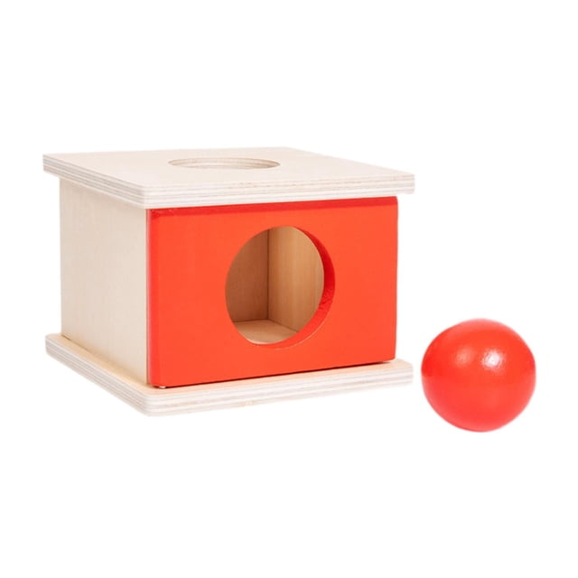 Caja de madera para objetos de permanencia, entrenamiento de coordinación, color, juguete cognitivo, color para niños rojo