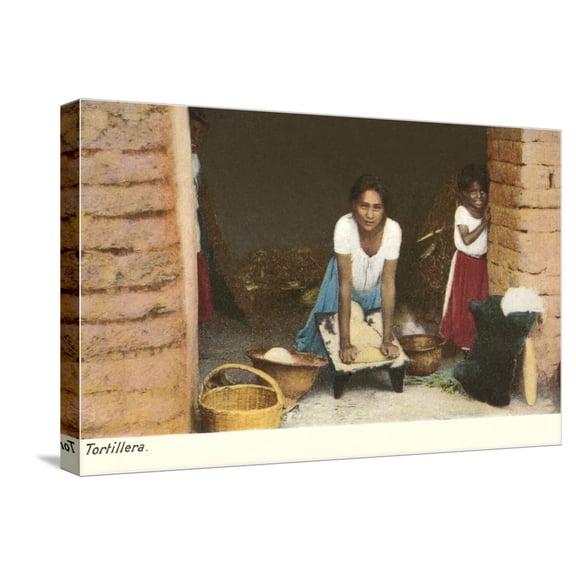 Art.com Tortilla Maker, Mexico Stretched Canvas Print Wall Art, 24" x 16"