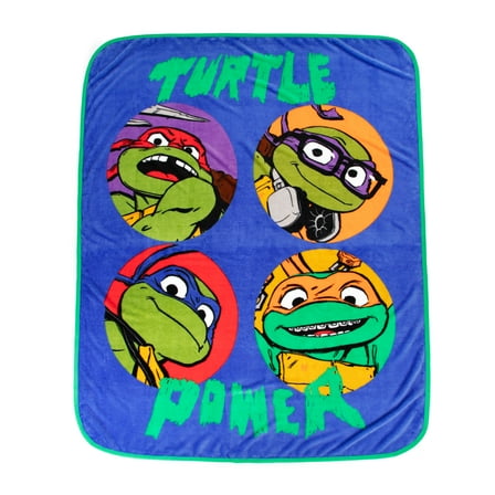 Paramount Nickelodeon TMNT Turtle Power Blue 46x60 Silk Touch Throw, 100% Microfiber