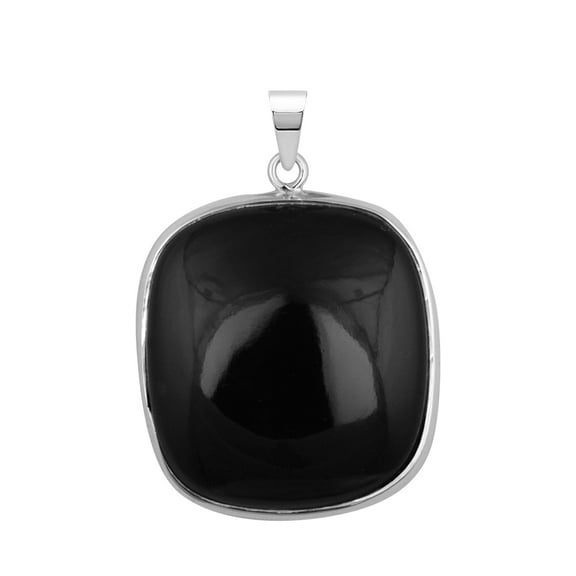 26 MM Square Shape Black Spinel 925 Sterling Silver Solitaire Valentines Day Gifts Pendant