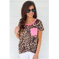 thumbnail image 1 of T-shirt Léopard Rose Néon pour Femmes avec Poche, 1 of 20