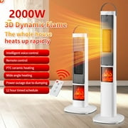 2000 Watt 3 Speed Electric Space Heater, Quiet Bladeless Multi Function Remote Control with Timer Tower Fan and Space Heater with 2 Heat Settings