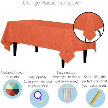 tablecloth plastic disposable 1ct rectangle duty heavy orange exquisite