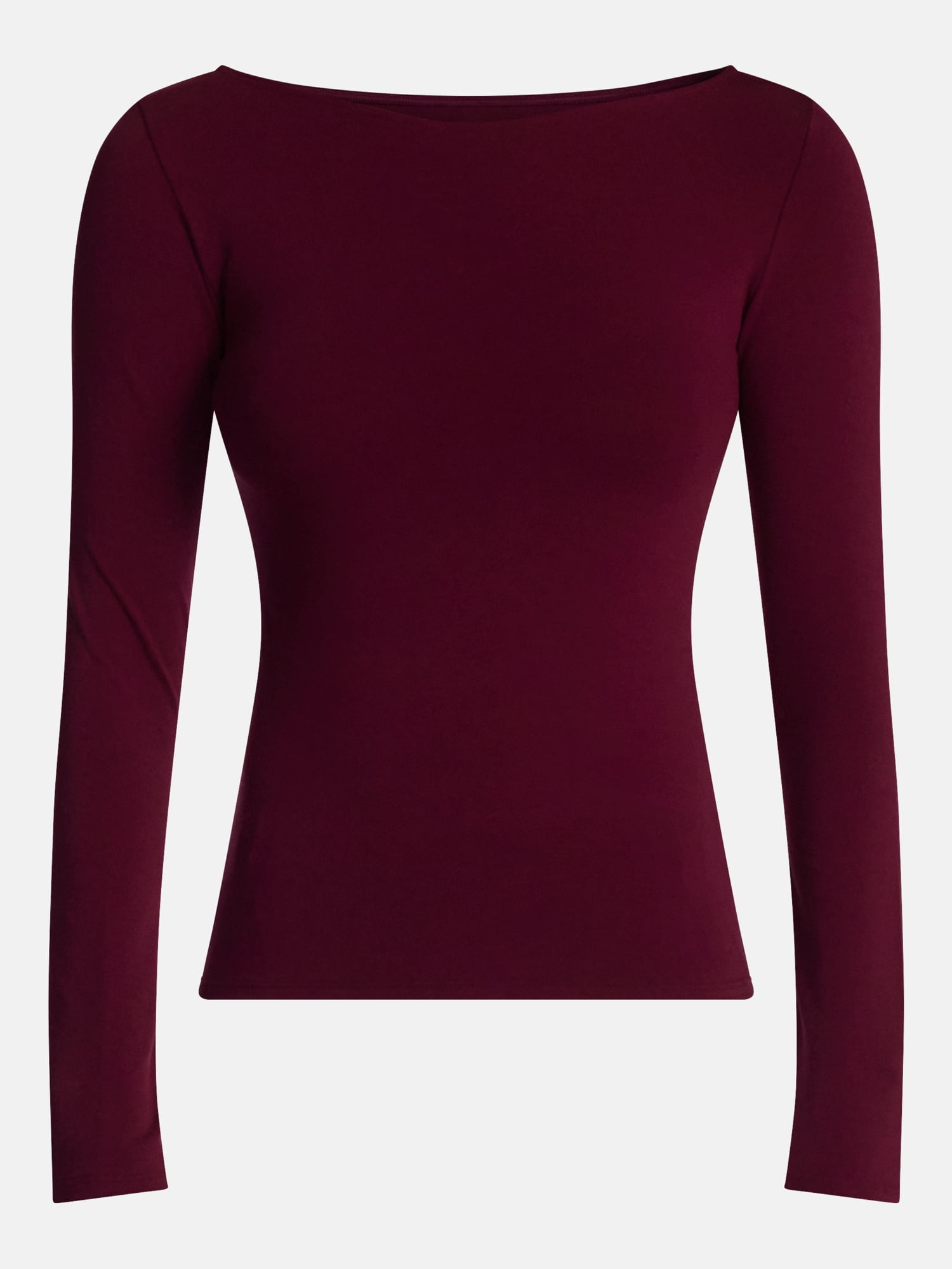 No Boundaries Cotton Stretch Jersey Boat Neck Shirt with Long Sleeves, Women's XS-XXXL