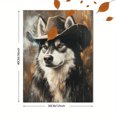 thumbnail image 3 of Qisvanset 12x16 Inch 2D Flat Framed Canvas Art, Cowboy Husky Dog Rustic Vintage Farmhouse Pet Portrait Country Wall Decor, 3 of 5