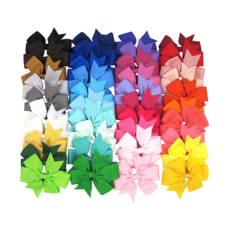VONTER 40Pcs 3.5" Hair Bows for Girls,Cute Grosgrain Ribbon Bow Alligator Hair Clips 20 Colors in Pairs Girls Hair Barrettes Hair Accessories for Baby Girls Toddlers Kids Children