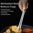 thumbnail image 6 of Stainless Steel Korean BBQ Grill Tongs, Heavy Duty Barbecue Tongs for Cooking, Portable Kitchenware Home Outdoor Steak Salad Food, 1 Pcs, 9.64x0.59", 6 of 8