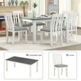 thumbnail image 6 of TREXM Retro Style 7-Piece Dining Table Set with Extendable Table and 6 Upholstered Chairs (Gray+White), 6 of 10