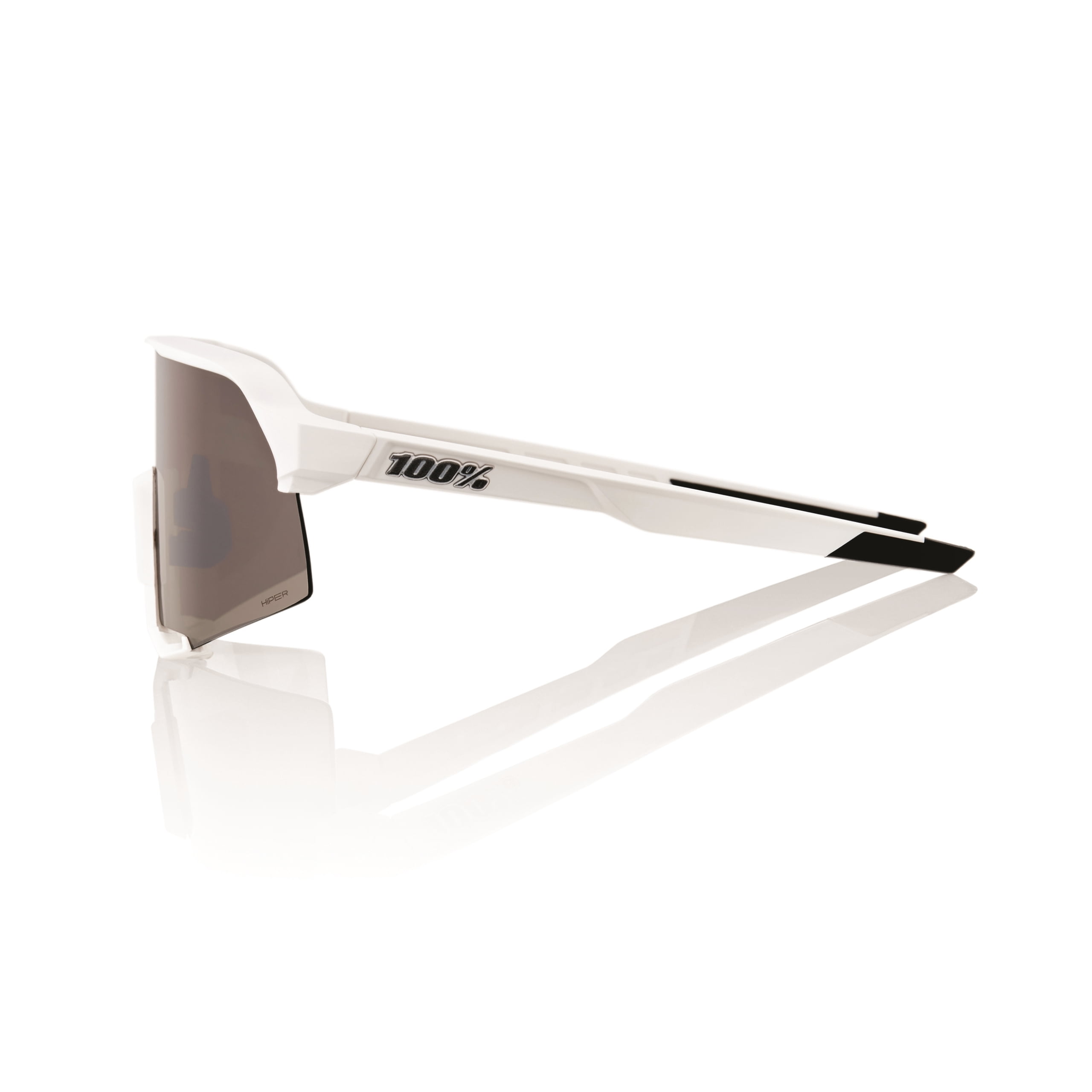 100% S3 Sunglasses - Matte White; HiPER Silver Mirror - Walmart.com