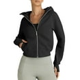 thumbnail image 2 of Womens Zip Up Hoodies Jackets Cropped Sweatshirts Fleece Fall Outfits Casual Comfy Y2k Tops Winter Clothes Black L, 2 of 9