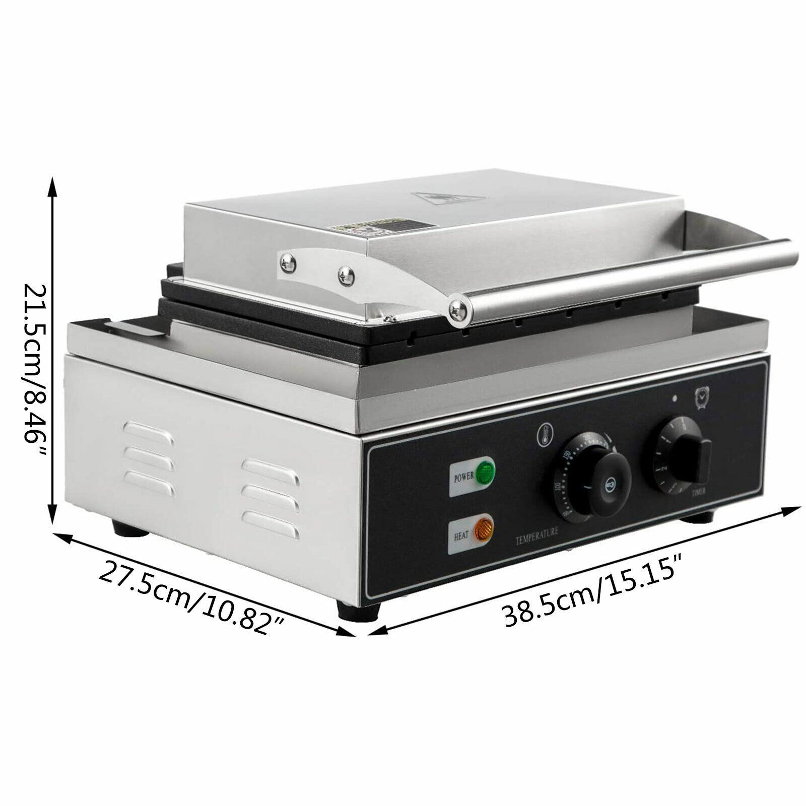 Commercial Square Waffle Maker, 10 Grids 1500W Electric Waffles Maker Stainless Steel Belgian Waffle Iron Nonstick Waffle Machine for Restaurant, Snack Bar, Bakery, Home