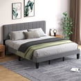 thumbnail image 3 of Pingliang Home King Size Bed Frame with Adjustable Upholstered Headboard&Wood Slats Support,Gray, 3 of 10