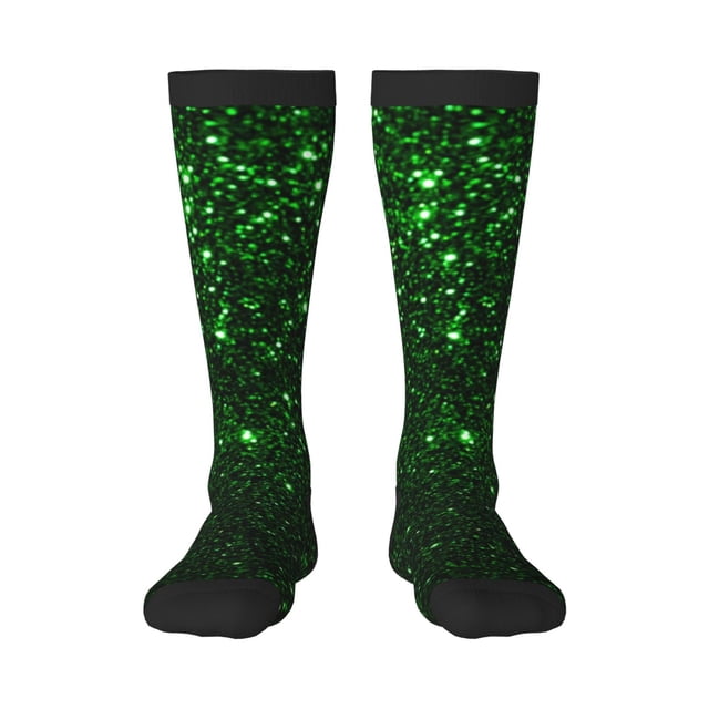 Fotbe Green Sparkling Calcetas Divertidas Estampadas para Hombre y Mujer, Calcetas de Algodón hasta la Rodilla para Caminar, Correr, Enfermería y Embarazo