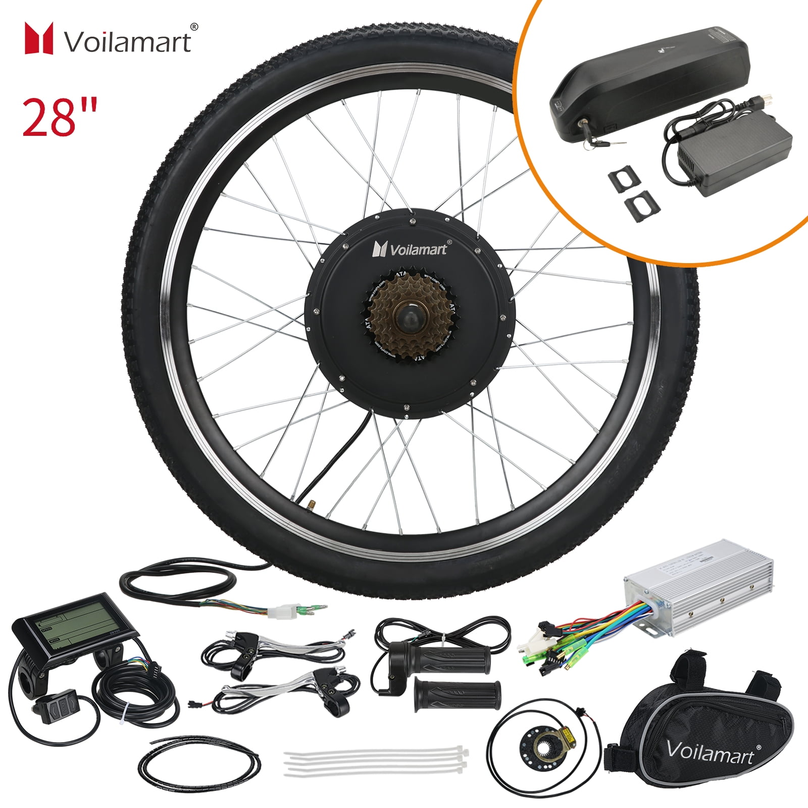 Voilamart 28 Inch 48V 1000W E Bike Conversion with 13Ah Battery & LCD