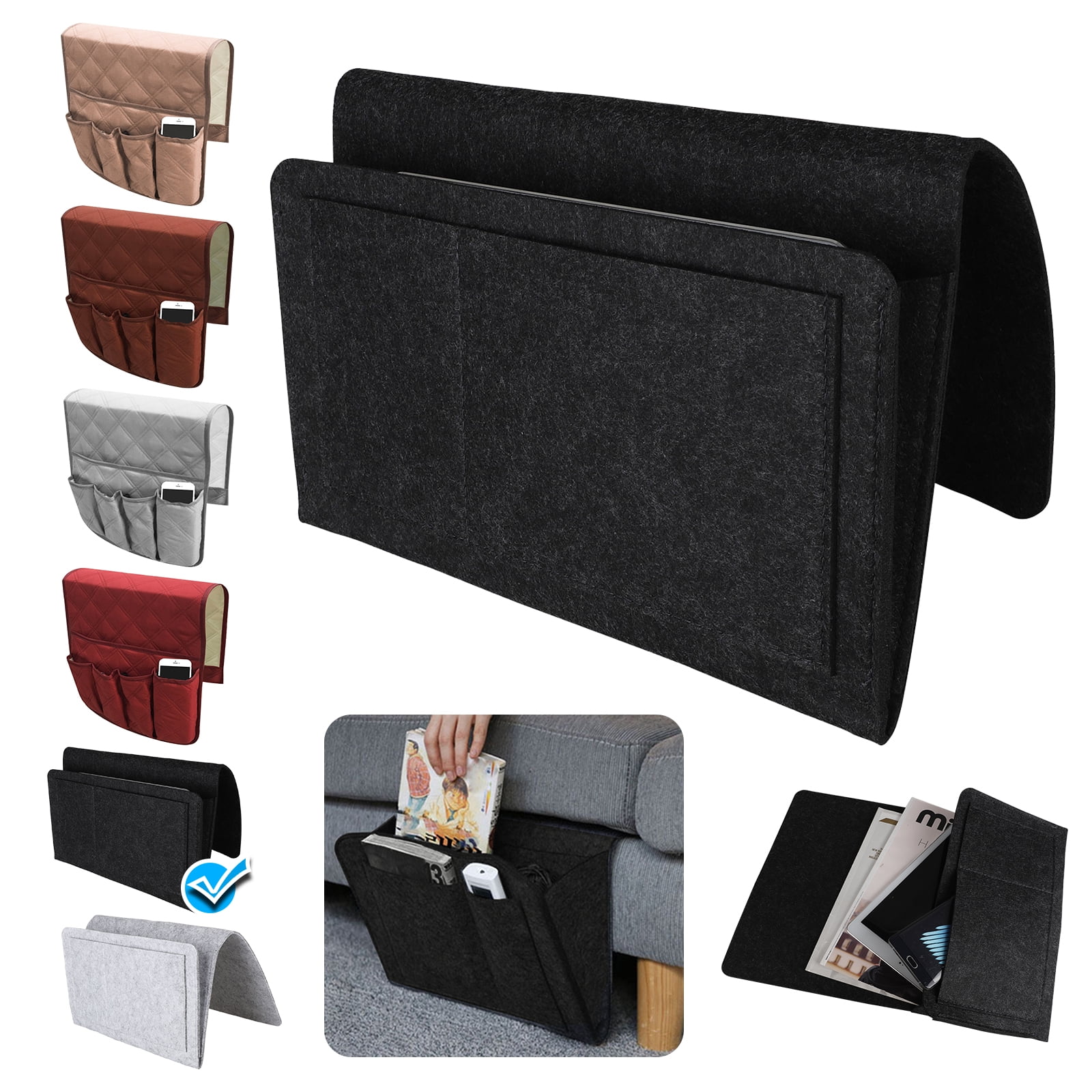 Couch Sofa Chair Armrest Remote Control Storage Organizer Holder Non Slip Armchair Caddy Pocket Holder Organizer With 5 Pockets For Phone Book Magazines Ipad Tv Remotes Brown Gray Beige Red Walmart Com Walmart Com