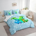thumbnail image 3 of Feelyou Initial Y Letter Bedding Comforter Set 7 Pieces, Kawaii Dinosaur Full Bedding Set, Teen Boy Girl Kid Reversible Fitted Sheet Flat Sheet, Super Cozy Room Decor, 3 of 7