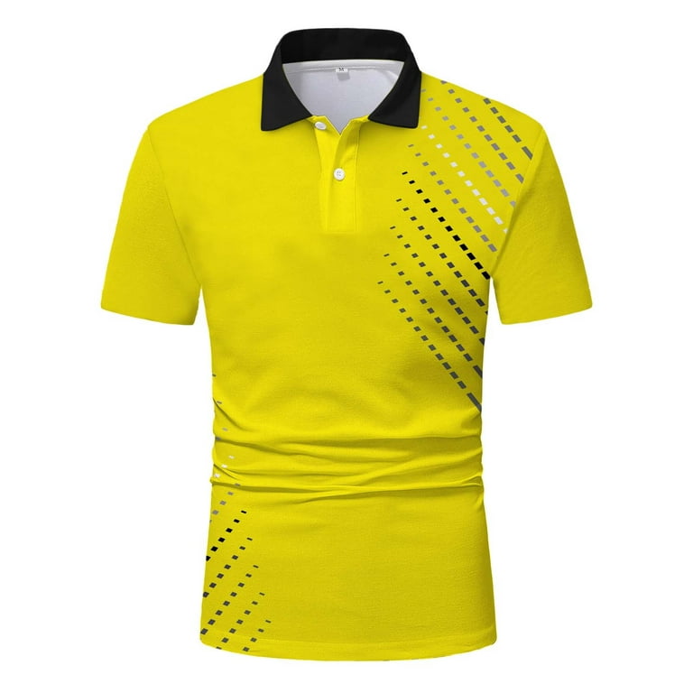 adviicd Yellow Magellan Shirts for Men Fashion Men's Classic Fit Short  Sleeve Performance Pique Polo Shirt