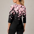 thumbnail image 5 of Scrub Tops Women Premium Vintage Nurse Working Uniforms Trendy 3/4 Sleeve V Neck Floral Print Side Slits Scrub Tops Ultra Soft Medical Workwear with Pockets Light pink 3XL, 5 of 7