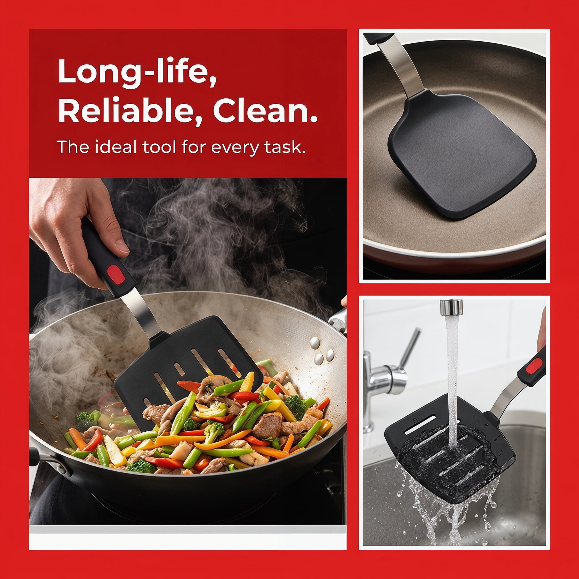 Unique Bargains Durable Heat-Resistant Dishwasher Safe Spatula Utensil Black 10.8" x 6"
