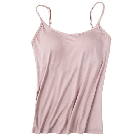 Fancifize Shelf Bra Camisoles Spaghetti Strap Tank Tops Scoop Neck Solid Color Basic Layer Workout Tops Yoga Shirt Undershirt Walmart Week Deals