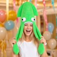thumbnail image 5 of Novelty Squid Hat Octopus Costume Accessory for Halloween Party Photo Props Festive Decoration, Green, 5 of 5