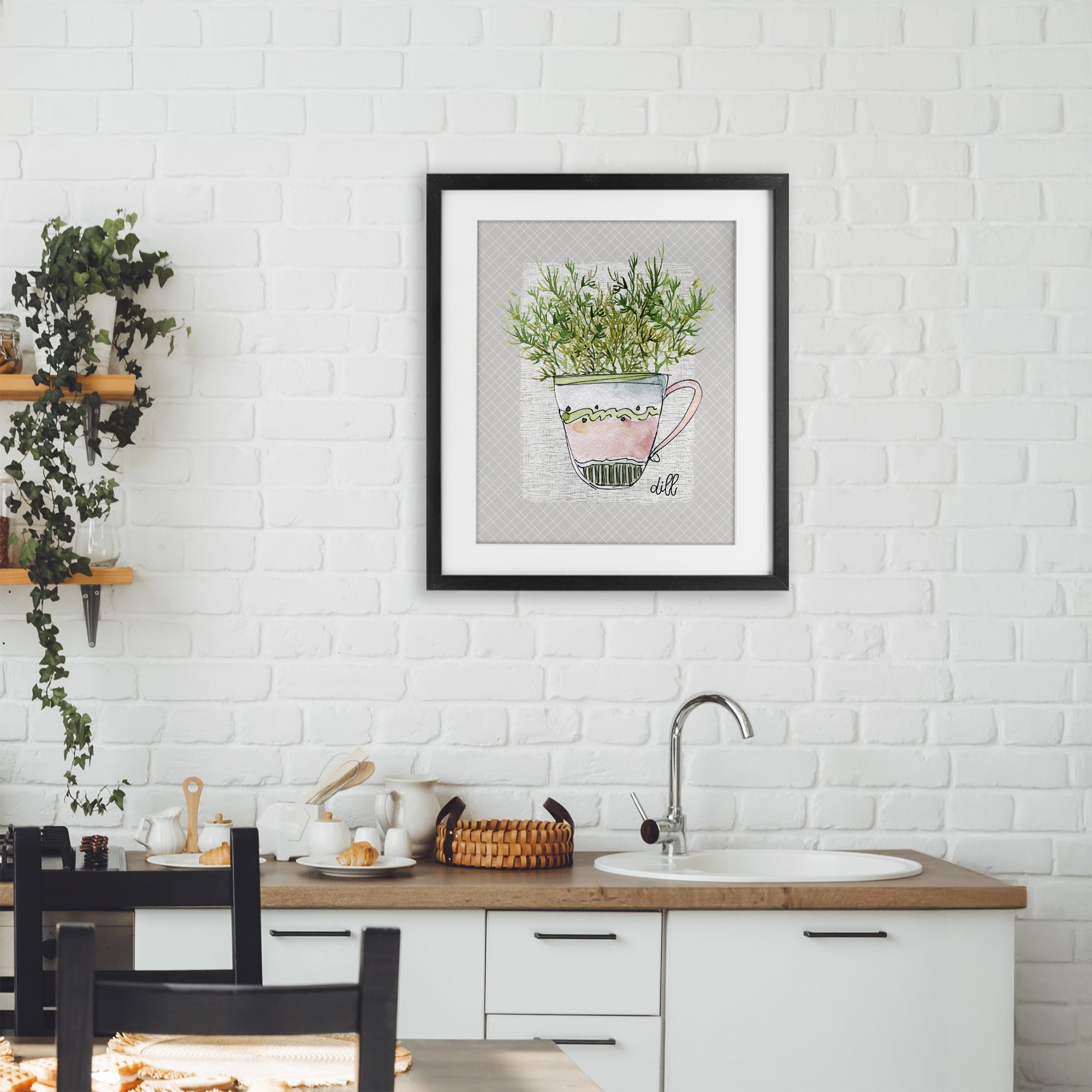 Stupell Industries Dill Herb Mug Black Framed Print Under Glass, design by Livi Finn