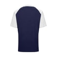 thumbnail image 3 of Women's Raglan T-Shirt Short Sleeve Color Block Casual Tee, Soft Round Neck Comfy Tops for Summer ,Navy,XL, 3 of 9