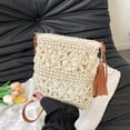 thumbnail image 3 of Bolso Bolsas Cruzado Paja Playa Hecha A Mano Hueco Tejido Con Borla para Mujeres, 3 of 9