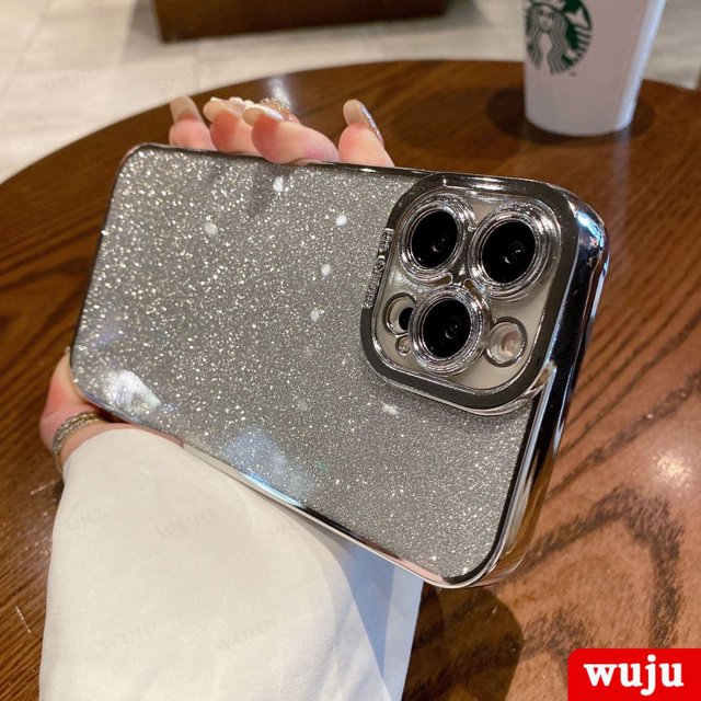 WUJU Luxury Plating Bling Glitter Funda De Silicona Suave Compatible Para iPhone 14 13 12 11 Pro Max X XR XS 7 8 Plus Lentejuelas Suaves A Prueba De Golpes