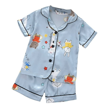 

Toddler Baby Girls Sleepwear Spring Summer Cartoon Printed Short Sleeve Outfits Pajamas Clothes Child Clothing Kids Nightwear