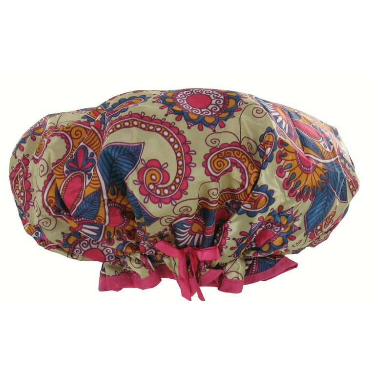 Mademoiselle Abstract Pattern Shower Cap With Carrying Pouch