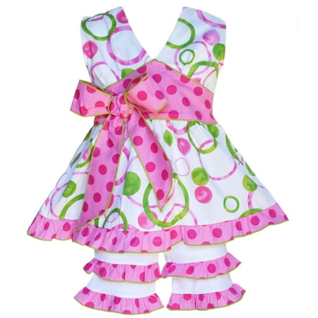 - AnnLoren Girls Boutique Pink & Green Halter Capri Shorts Clothing Set