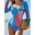 thumbnail image 1 of Charmo Womens Rash Guard One Piece Bathing Suits Tie Back Long Sleeves Monikini Swimsuit, 1 of 4
