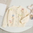 thumbnail image 4 of BLVB Toddler Little Girl Cardigan Long Sleeve Button down Sweater Kids Cute Fall Knitwear Jacket(White,1-2 Years), 4 of 7