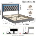 thumbnail image 2 of Gaderth Queen Size Floating Bed Frame with Diamond Upholstered Headboard and LED Lights, Platform Bed with Wood Slats Support, Noise Free, No Box Spring Needed, Easy Assembly for Bedroom, 2 of 7