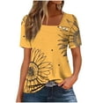 thumbnail image 2 of Xdegoge Summer Tops for Women Under 10 Plus Size Tees Short Sleeve V Neck T Shirt Fashion Gradient Printed Summer Tunic Tops Loose Fit Casual Blouses Previous Orders History Past Purchases, 2 of 7