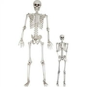 SCS Direct Halloween Life Size Skeleton Value 2 Pack - Adult (5' 4") and Child (3') Decorations w Bending Joints - Weatherproof Human Bones Body Prop