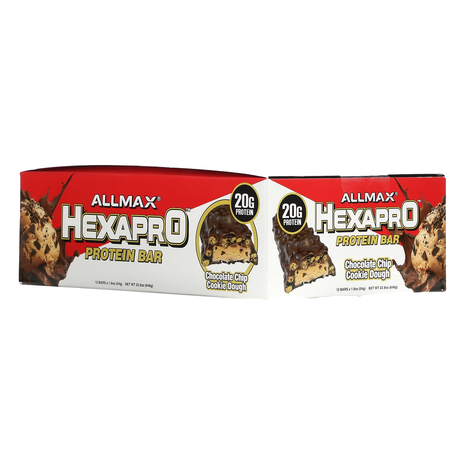 ALLMAX Hexapro™, Protein Bar, Chocolate Chip Cookie Dough, 12 Bars, 1.9 oz (54 g) Each