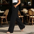 thumbnail image 4 of Women Wide Leg Pants High Waisted Dress Work Trousers Pleated Button Business Casual with Pockets Black XL(XL), 4 of 8