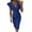 Blue, variant on IROINNID Sheath Dress For Women Casual Gorgeous Solid Slimming Ruffle Hem Ruched Sleeveless Dress V-Neck Below The Knee Dress